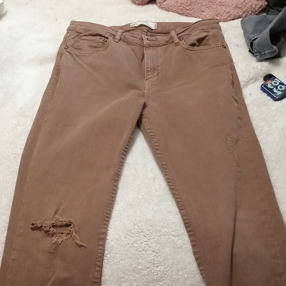 Brown Free People distressed skinny jeans